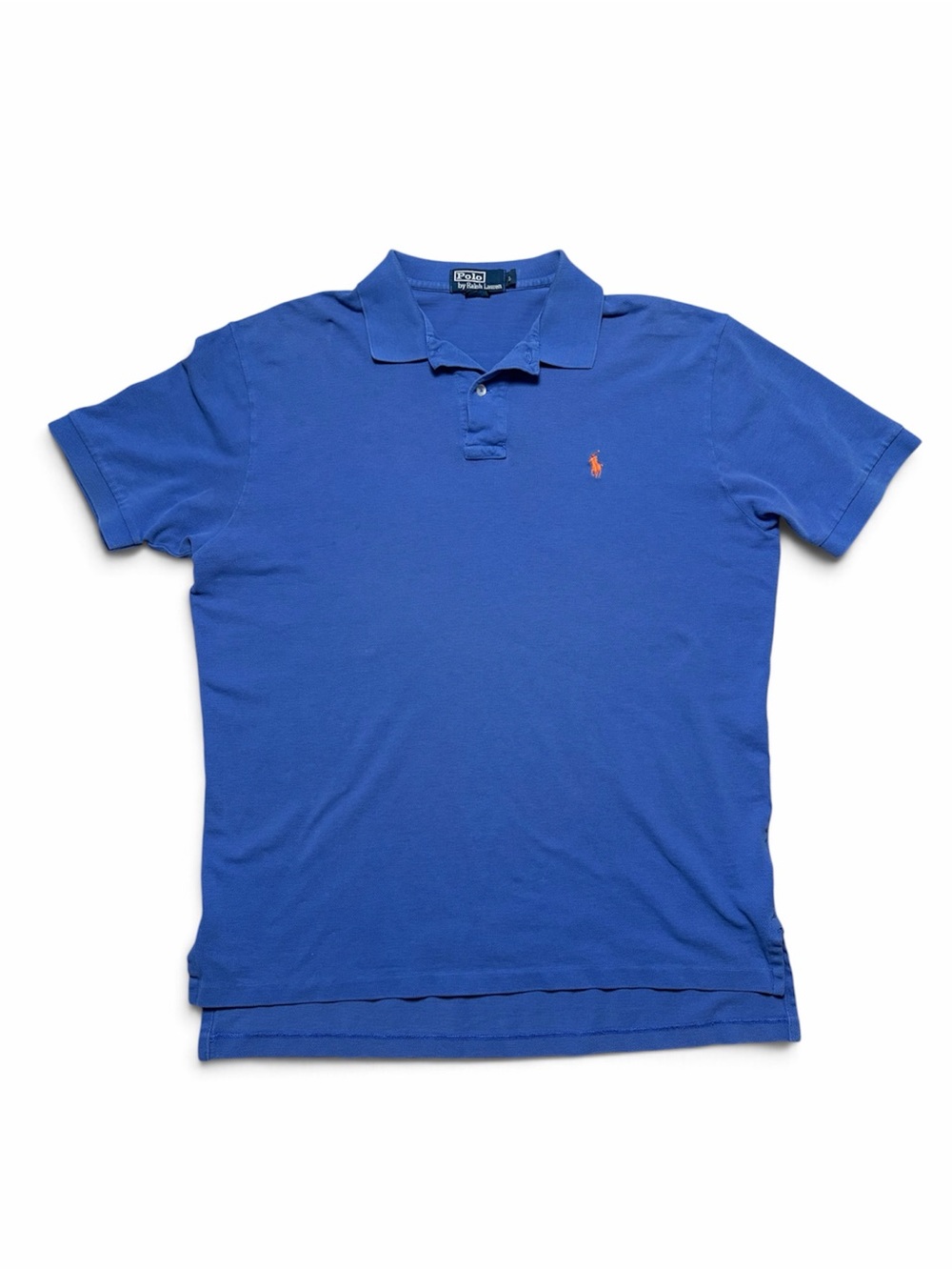 Polo Ralph Lauren Men’s Large Royal Blue Polo Shirt Orange Pony 100% Cotton